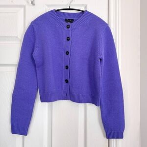 Massimo Dutti 100% Wool Purple Cropped Cardigan